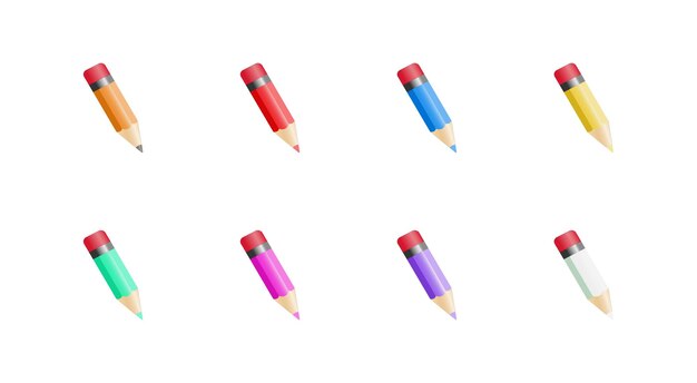 Penna set icona Wtire arte ispirazione cubo arte ispirazione scorrimento libro istruzioni sito web sintonia installazione regolare icona vettore in linea stile nero e colorato su sfondo bianco