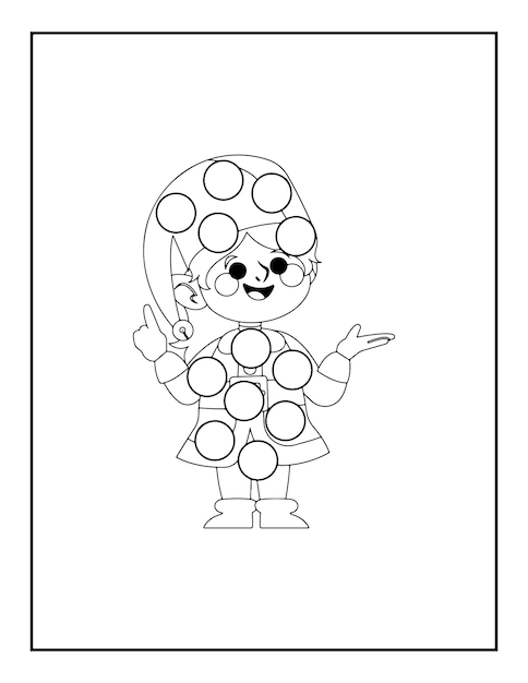 pennarello a punti, personaggio natalizio dei cartoni animati per toppe per bambini o pagina di segnalini a punti. Colorazione del pennarello a punti