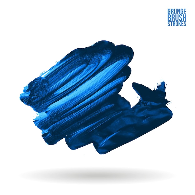 Pennellata blu e texture Elemento dipinto a mano astratto di vettore di lerciume