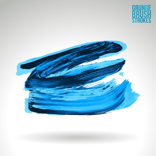Pennellata blu e texture. Elemento dipinto a mano dell'estratto di vettore di lerciume.