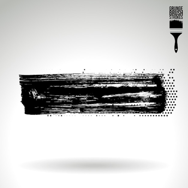 Pennellata nera e texture Elemento dipinto a mano astratto di vettore grunge