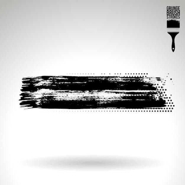 Pennellata nera e texture Elemento dipinto a mano astratto di vettore grunge