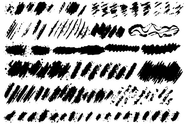 Pennello Pennellate di inchiostro nero grunge Set di pennelli vettoriali Elementi di design grunge