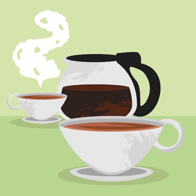Pentola con tazzine di caffè