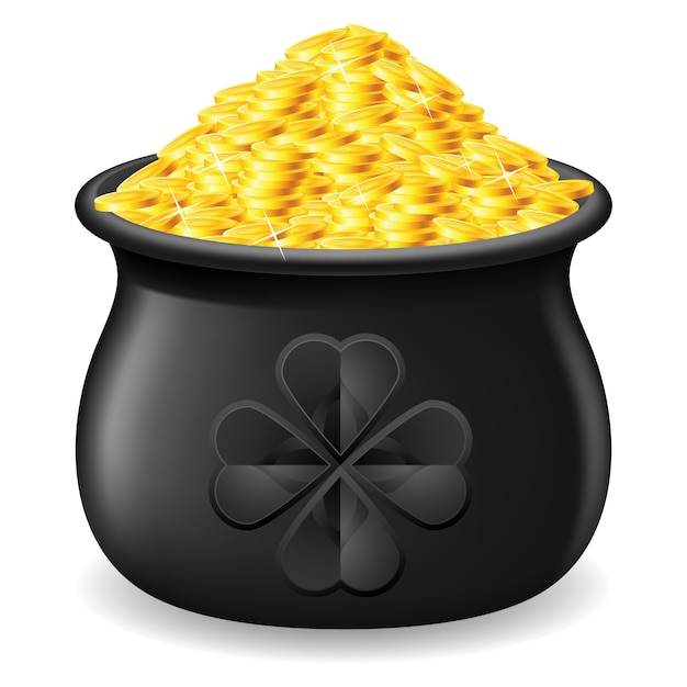 Pentola piena di monete d'oro