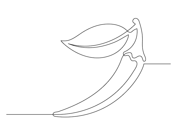 Peperoncino continuo a una linea con foglia