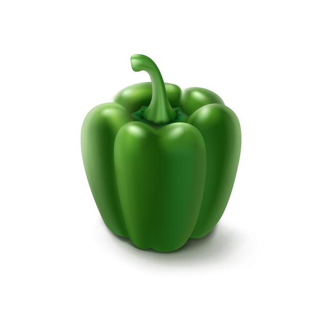 Peperone dolce bulgaro verde su sfondo bianco