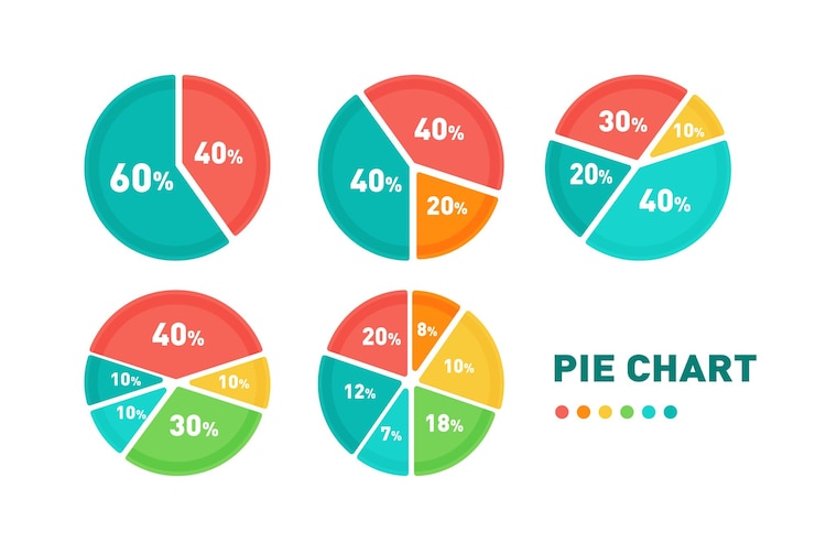 Vettore percentuale del grafico a torta 3d modello circolare di puzzle isometrico infografico riporta i dati di analisi aziendale
