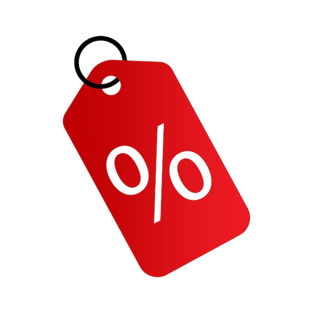 Percentuali cartellino rosso. Vendita fuori bandiera. Etichetta di vendita. Illustrazione vettoriale. Immagine d'archivio.