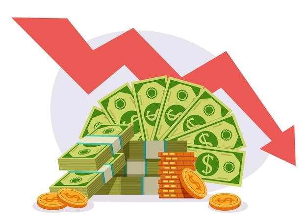 Perdita di debito bancarotta aziendale investimento di denaro globale fallimento concetto astratto
