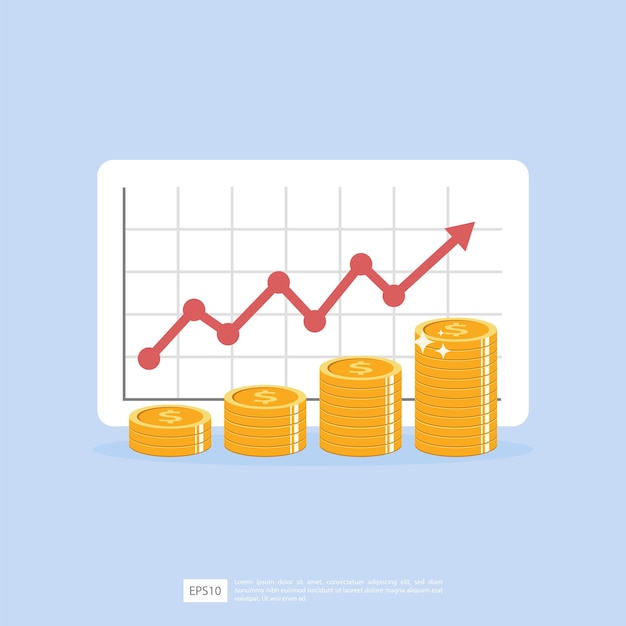Performance finanziaria del ritorno sul concetto di ROI dell'investimento con la freccia Entrate del margine di crescita del profitto aziendale