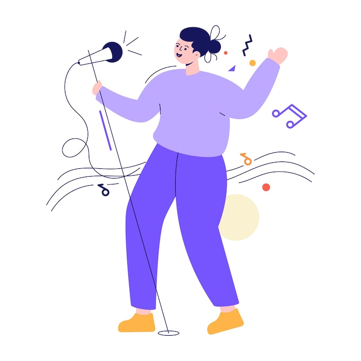 Vettore persona che ascolta musica sul telefono, illustrazione piatta animata