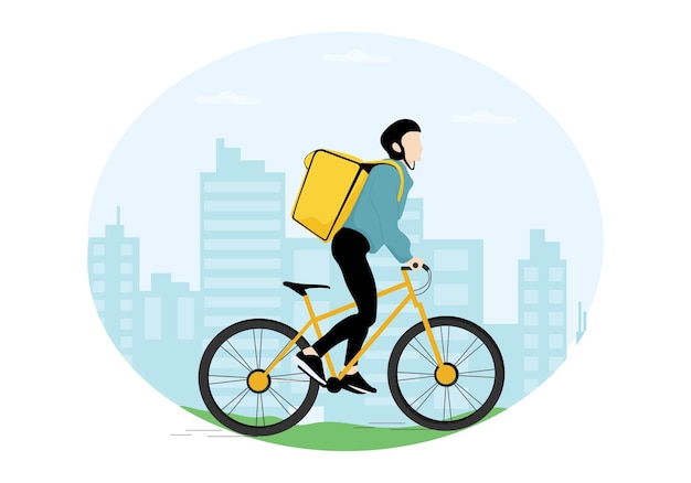 persona che va in bicicletta. bicicletta di consegna. illustrazione vettoriale