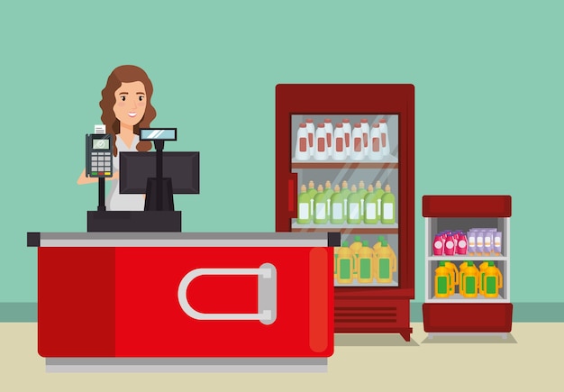 persona nel punto di pagamento del supermercato