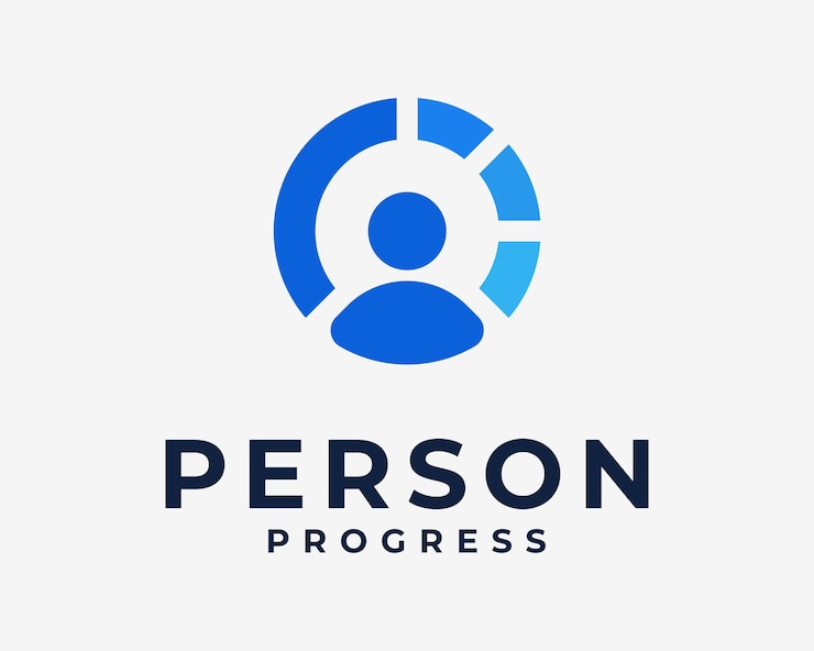 Vettore persona profilo persone profilo utente ritratto cerchio progresso astratto semplice minimalista vector logo design