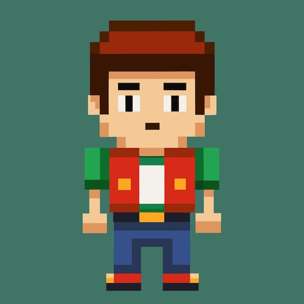 Personaggi e elementi creativi di pixel in stile artistico vettoriale
