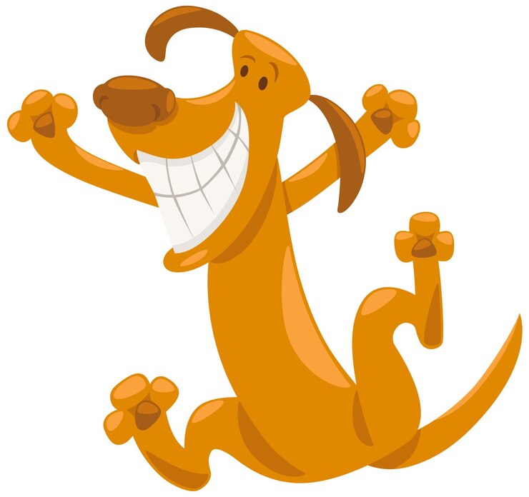 Vettore personaggio animato di cane marrone felice