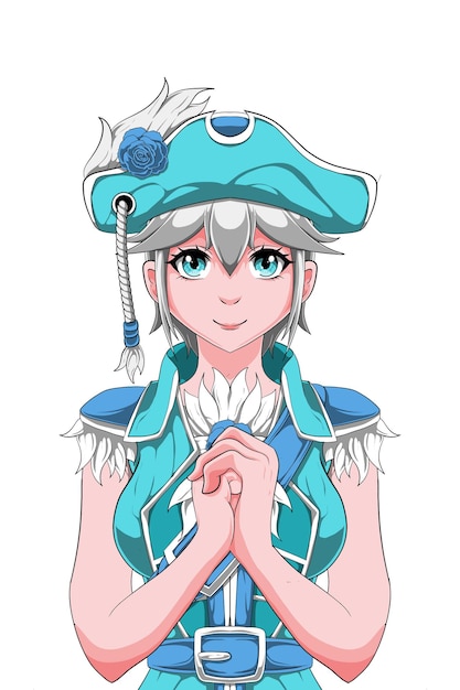 personaggio anime con posa in veste da pirata