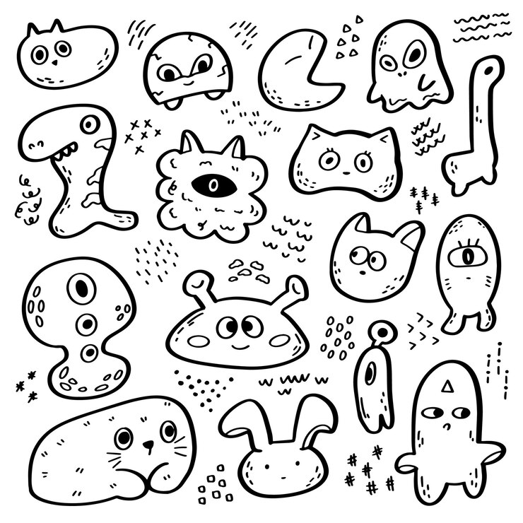 Vettore personaggio caricaturale di mostro carino per bambini e disegni divertenti