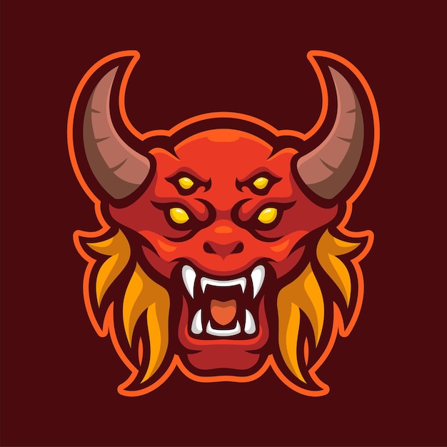 Personaggio con logo e-sport mascotte mostro rosso