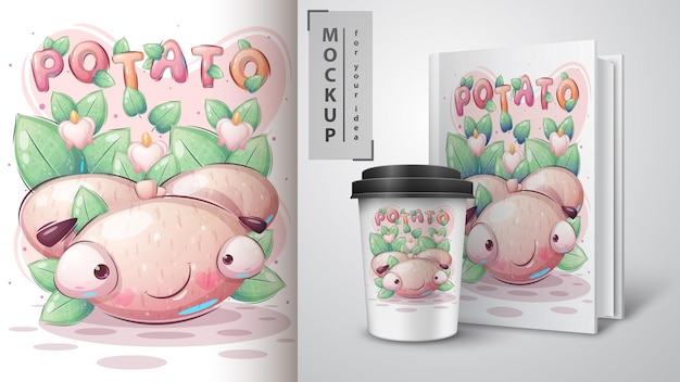 Personaggio dei cartoni animati adorabile poster e merchandising di patate