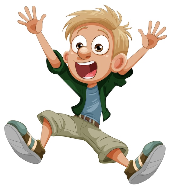 Personaggio dei cartoni animati del ragazzo che salta
