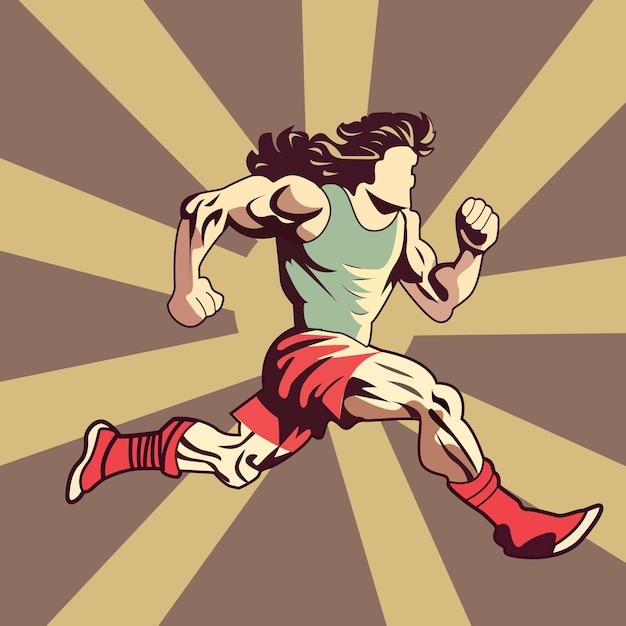 personaggio dei cartoni animati di calcio in stile vintage