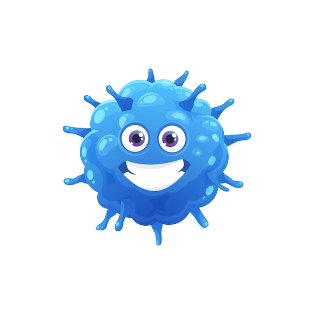 Personaggio dei cartoni animati divertente virus o vettore di microbi