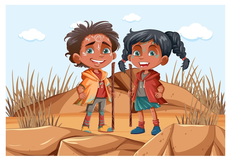 Vettore personaggio dei cartoni animati per bambini indigeni