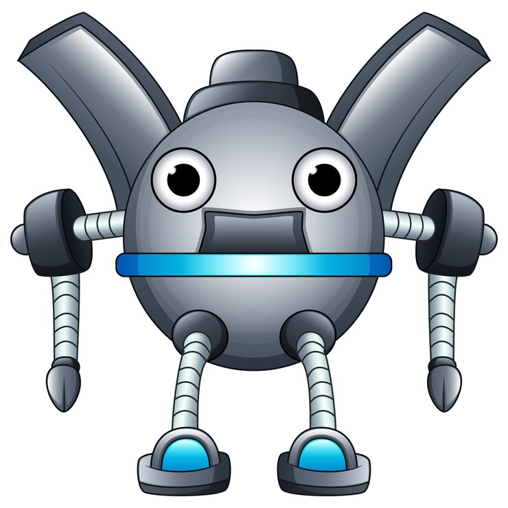 Vettore personaggio dei cartoni animati robot isolato su sfondo bianco