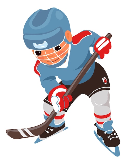 Personaggio di cartone animato del giocatore di hockey Sport kid icon