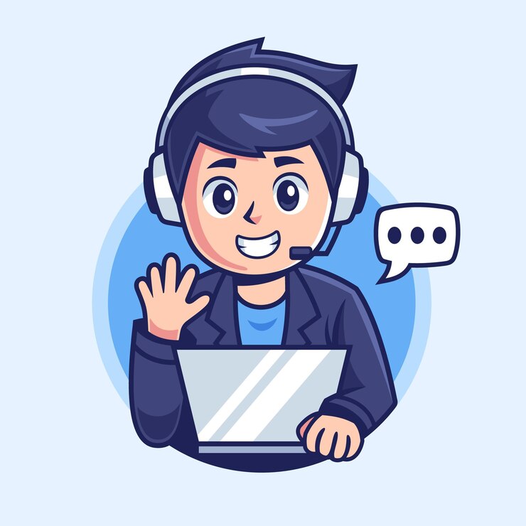 Personaggio di cartone animato del servizio clienti maschio