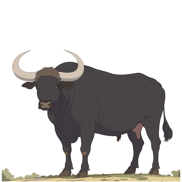 Personaggio di cartone animato di bufalo indiano con stile di disegno infantile