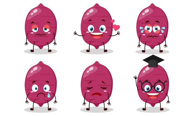 personaggio di cartone animato di patate dolci divertente con diverse pose attività illustrazione di progettazione