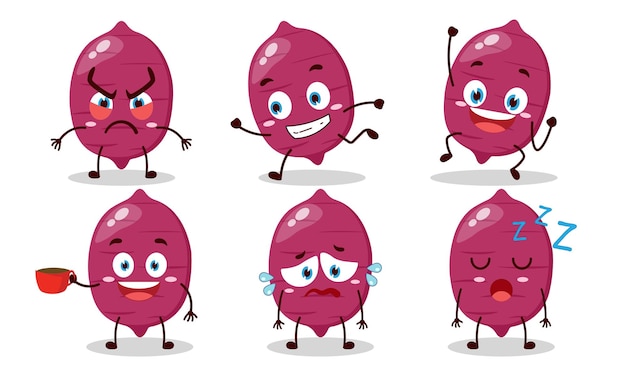 personaggio di cartone animato di patate dolci divertente con varie pose attività illustrazione di progettazione