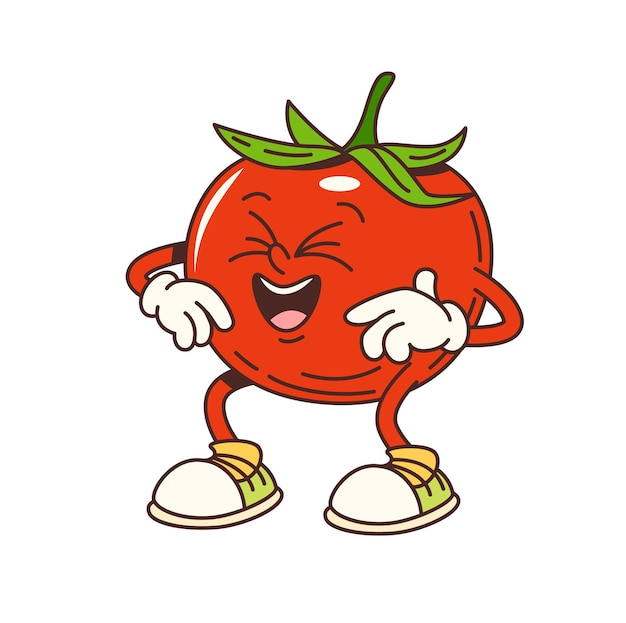 Personaggio di cartone animato di pomodoro maturo