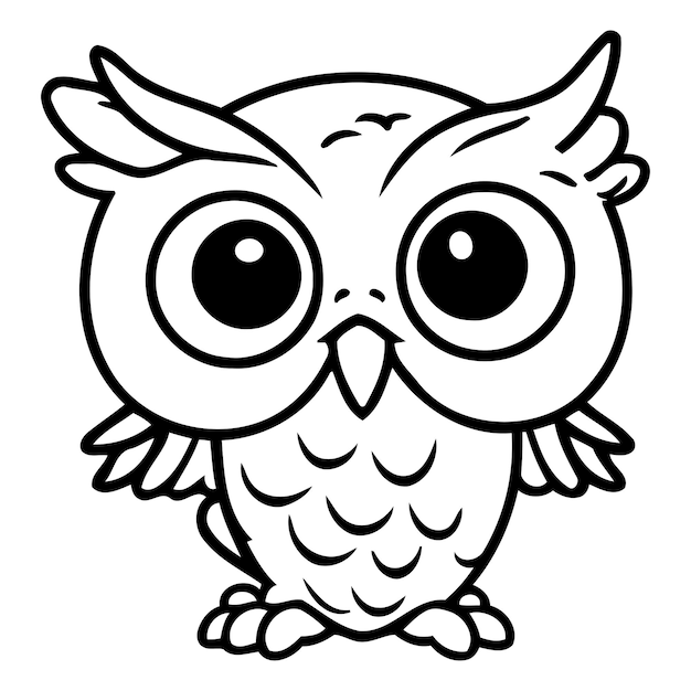Personaggio di cartone animato gufo su sfondo bianco Illustrazione vettoriale del gufo carino
