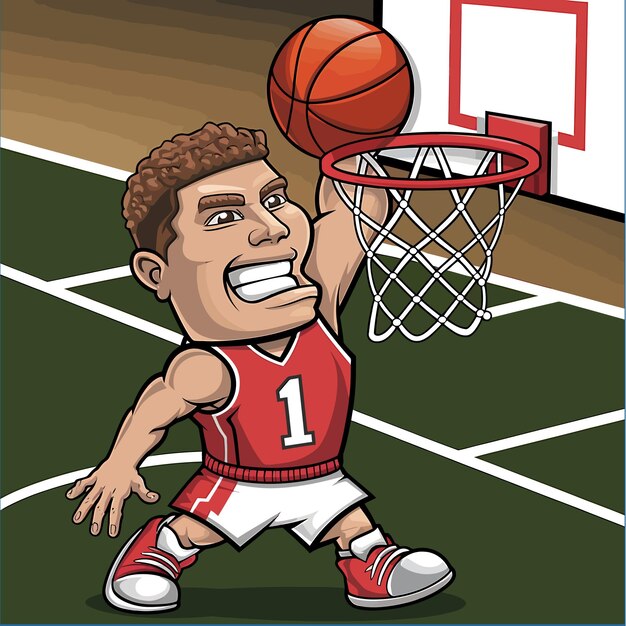 personaggio di cartone animato mascotte pallacanestro per l'illustrazione vettoriale