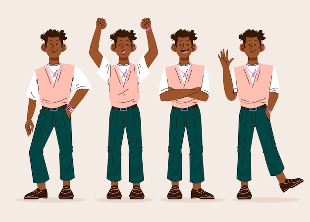 Personaggio disegnato a mano posa l'illustrazione