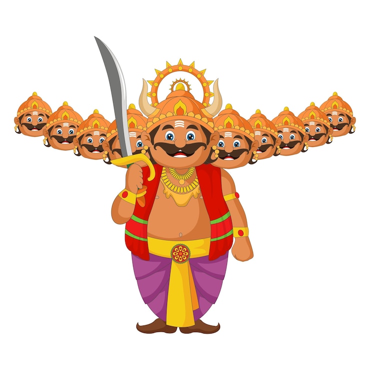 Vettore personaggio dussehra su sfondo bianco