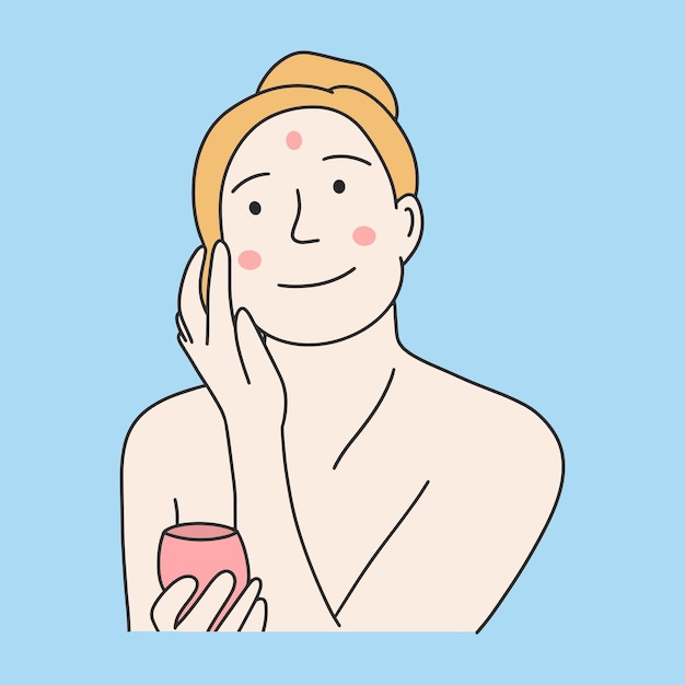 Personaggio femminile che utilizza prodotti di bellezza