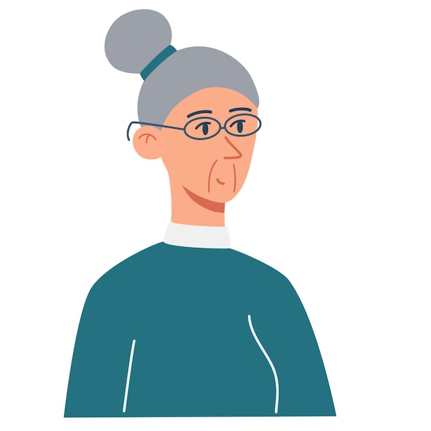 Personaggio femminile Una donna anziana Profilo delle persone Perfetto per social media e presentazioni aziendali Interfaccia utente UX applicazioni e interfacce di grafica e web design Illustrazione vettoriale