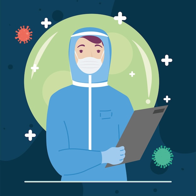 Personaggio medico professionista maschio di biosicurezza