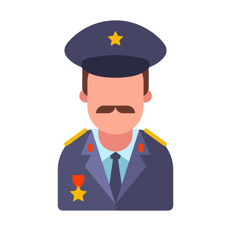 Vettore personaggio piatto illustrazione di ufficiale