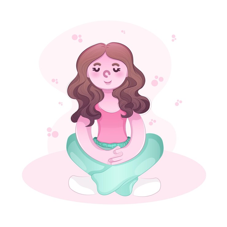 personaggio ragazza carina che fa yoga spirituale e femminile