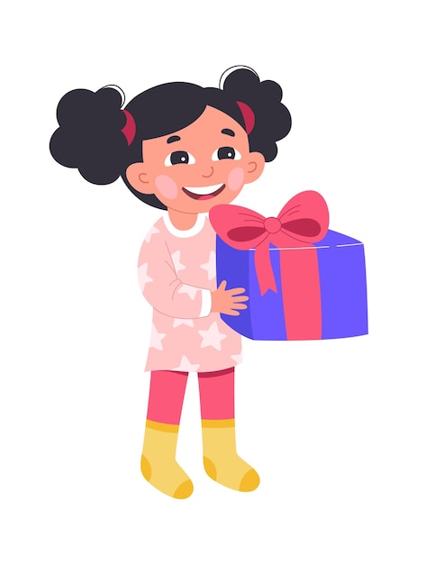 Personaggio ragazza felice con regalo