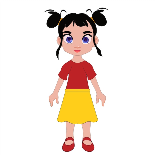 Personaggio ragazza per l'animazione Illustrazione della ragazza carina Personaggio cartoon ragazza Vettore bambina