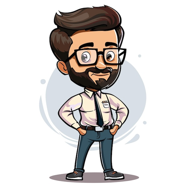 personaggio vettoriale uomo in camicia e occhiali su uno sfondo bianco IA generativa