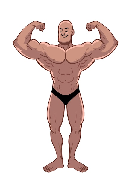Personaggio vintage di bodybuilding che mostra i muscoli