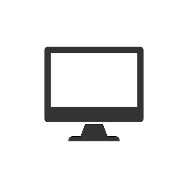 Personal computer in stile piatto Desktop pc illustrazione vettoriale su sfondo isolato Monitor display sign business concept